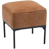 HOMCOM Reposapiés Salón, Taburete Bajo Tapizado en PU con Patas de Acero,...