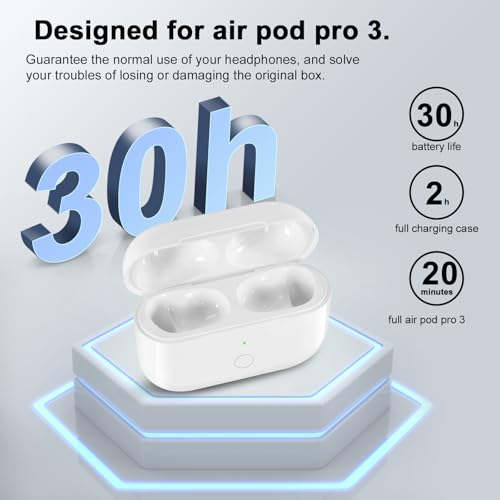 Image of Wireless Charging Case Replacement Compatible with AirPod Pro 3rd Generation,Air Pod Pro 3 Charger Case with Bluetooth Pairing Function, with USB-C Charging