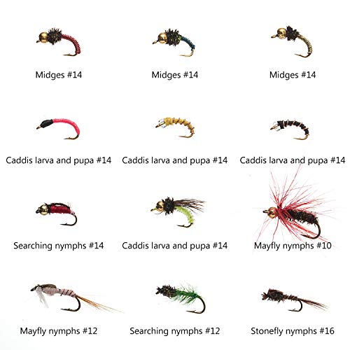 Image of BASSDASH Fly Fishing Flies Kit Fly Assortment Trout Bass Fishing with Fly Box with Dry /Wet Flies, Nymphs, Streamers, Popper