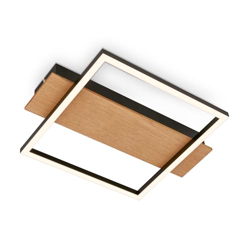BRILONER - LED Deckenlampe mit Holzdekor, Warmweiße Lichtfarbe, 14W, 1400...