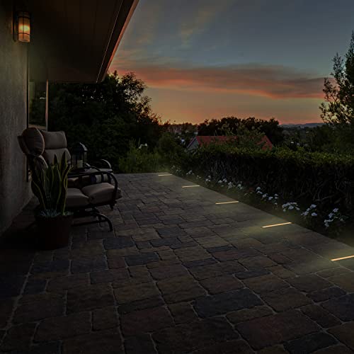 Image of LUMENGY Paver Light Slim 0.5x12 Inch (0.55x11.8), 2700K Warm White, Glare-Free Linear Lighting for Driveways, Walkways and Paver Borders, 12V Hardwired, IP67 Waterproof, Drive-Over Rated