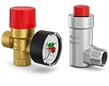 Flamco Flexvent schwimmerentlüfter, schnellentlüfter H 1/2 Ni 27710 + Flamco Prescomano 1/2 NF - 3.0 bar 27684