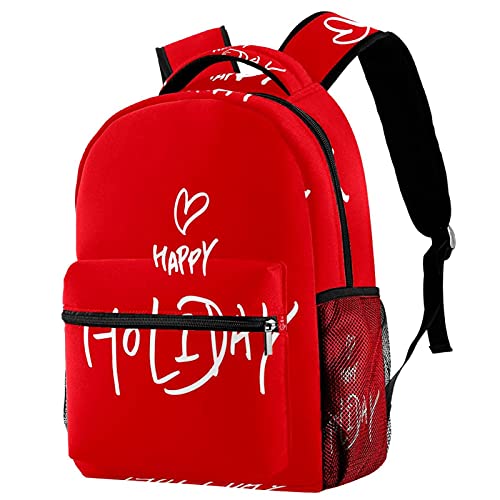 Sac à dos de voyage pour filles et garçons rouge léger pour ranger gourde et cahiers