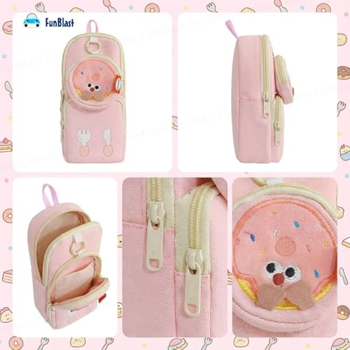 Image of FunBlast Pencil Pouch for Kids, Girls - Large Capacity Multipurpose Stationery Zipper Pouch with Coin Pouch for Kids & Adults, Kawaii Aesthetic Pencil Case Organizer, Cute School Supply Bag (Pink)