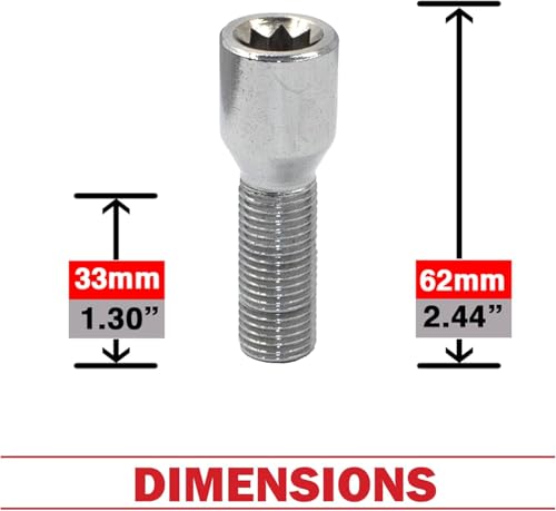 Image of Wheel Accessories Parts 20 Pcs M14 x 1.5 14 x 1.5 Acorn Seat Tuner Lug Bolt Tuner 33mm Thread Length Chrome Finish BMW 7 Series X3 X5 | Genesis GV80