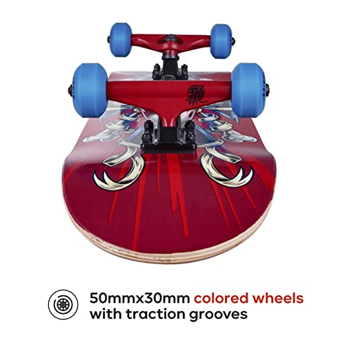 Tony Hawk 31 Inch Skateboard, Tony Hawk Signature Series 4, 9-Ply Maple Deck Skateboard For Cruising, Carving, Tricks And Downhill, Red Cross Hawk #TOP3