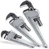 GleamRad Aluminum Pipe Wrench Set, 10 Inches, 14 Inches, 18 Inches Adjustable Plumbing Tools for Professional Plumbers