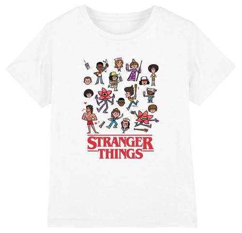 Stranger Things Camiseta Infantil De Personajes De Dibujos Animados, Color Blanco, 12-13 Años, Blanco, 12-13 Años