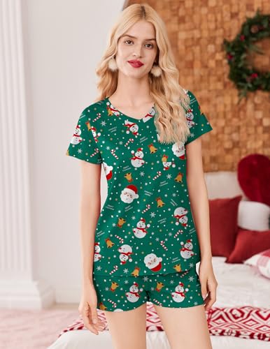 Image of Ekouaer Womens Pajama Sets Short Sleeve Pajamas for Women Sets Soft Lounge Sets Casual V Neck Sleepwear PJS