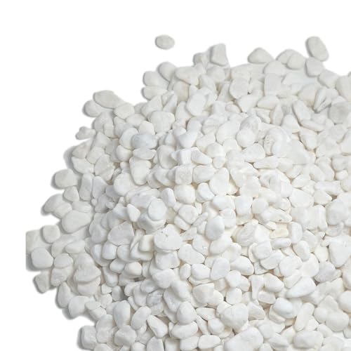 Natural White Decorative Pebbles, 1/4 Inch Unpolished Stones for Dry Crafts, Floral Arrangements & Home Decor, Gravels (White 5LB)