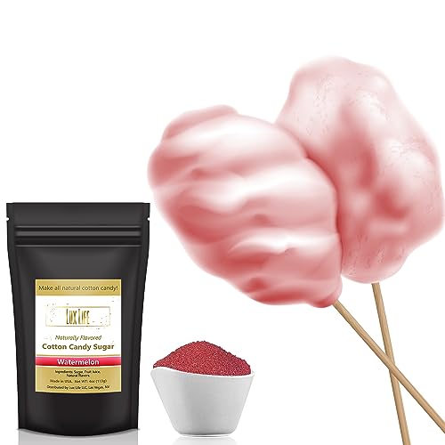 Lux Life All Natural USA Manufactured Cotton Candy Sugar Flavored Floss Sugar for Cotton Candy Machines (4oz, Watermelon)