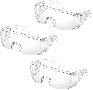 Swetup 3 Pack Safety Over-Glasses, Protective Glasses Anti Fog Lab Goggles Over Glasses Protective Goggles for Glasses Wearers Clear Safety Goggles for Construction Laboratory Outdoor Eye Protection