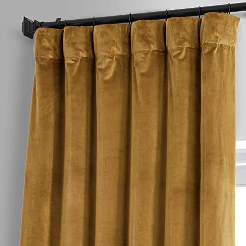 Image of HPD Half Price Drapes Blackout Solid Thermal Insulated Window Curtain 50 X 96 Signature Plush Velvet Curtains for Bedroom & Living Room (1 Panel), VPYC-SBO190159-96, Apple Cider Gold