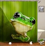Duschvorhang 100x200 Anti-Schimmel Frosch Duschvorhänge Wasserdicht Waschbar Polyester Textil Badezimmer Vorhang Grüne Tiere 3D Shower Curtain A/7199