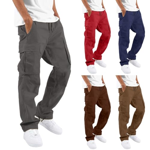 Pantalon cargo pour homme GOUJIAN stretch et droit avec poches pour le quotidien