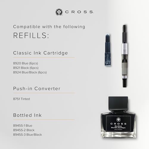 Image of Cross Bailey Matte Gray Refillable Fountain Pen - Medium Point, Black Ink, Smooth Writing, Presented in a Premium Gift Box
