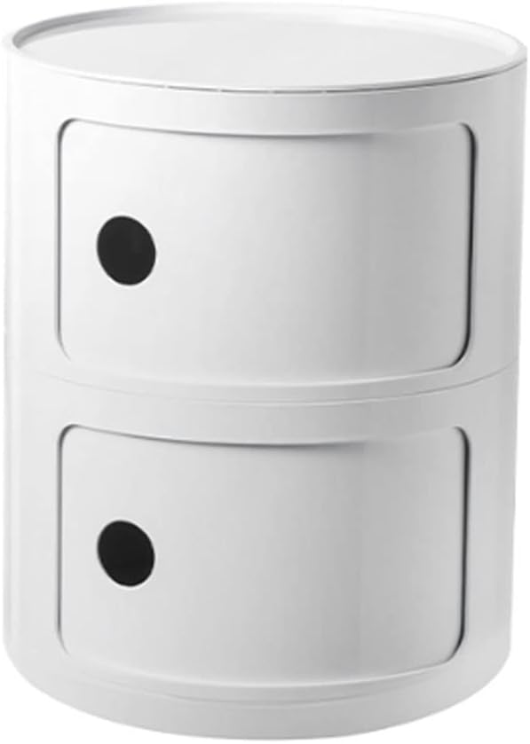 Round Bedside Table 2/3/4 Tier Plastic Nightstand Storage Unit Chest W/Drawers