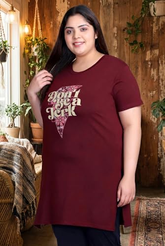 Image of In Love Women's Plus Size Printed Cotton Long-Line T-Shirt with Pocket