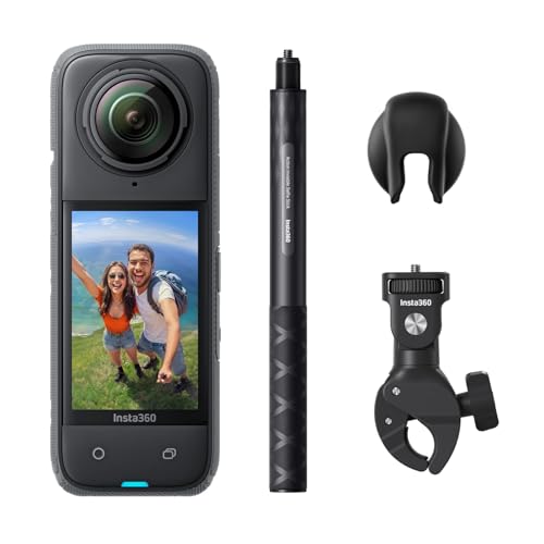 Insta360 X4 Pack Moto - Caméra d'action 360° 8K étanche, vidéo Grand Angle 4K, Effet de Perche...