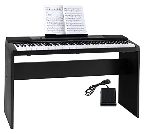 McGrey DK-88 Clavier Débutant Au Look Stagepiano - Clavier Débutant 88 Touches - Avec Support - 146 Sons - Fonctions Split, Dual Et Twinova - Pédale Sustain Incluse - Noir