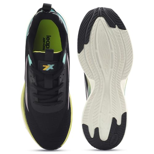 Image of Liberty LEAP7X Black & White Running Shoes for Men - Lace-Up Sports Wear