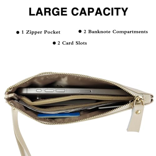 Wristlet Wallets for Women, Small Clutch Wallet with Strap Coin Pocket, Long Genuine Leather RFID Wallet 5