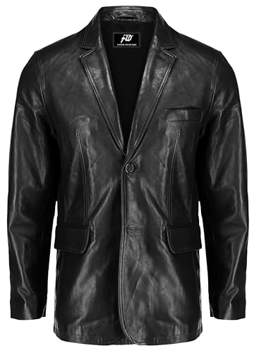 Image of Jild Lambskin Leather Jacket Men Casual Coat - Notched Collar Classic Bond's Style Ultimate Leather Blazer for Men