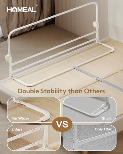 Image of HOMEAL 59in Foldable Toddler Bed Rails, Bed Rail for Toddlers with U-Shape Base, Baby Bed Rail Guard for Twin, Full, Queen, King Beds, Bed Rail for Baby, White