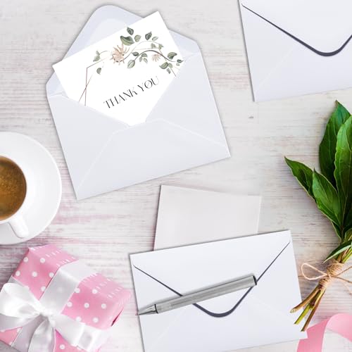 50PACK 5x7 Envelopes for Invitations, White A7 Envelopes for Wedding, Graduation, RSVP Cards, Gummed V Flag 5 1/4 x 7 1/4 inch image 3