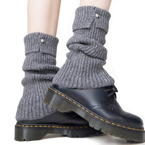 JINGTOPS Scaldamuscoli Donna Inverno Y2k, Manicotti Lana Con Bottoni Di Perla, Maglieria Calzini Invernali, Scalda Muscoli