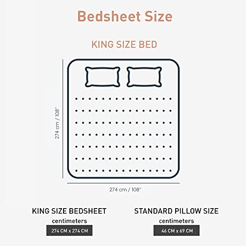Image of myTrident Home Essential Stripe Collection 144 TC, 100% Cotton Bedsheet with 2 Pillow Cover, King Size - 274 x 274 cm, Bretton