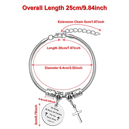 Image of DlaeKua Faith Bracelets for Women Bible Verse Jewelry Gifts Inspirational Religious Gifts Stainless Steel Bracelet Jewelry Joshua 1:9 Christian Prayer Gift Birthday Gift for Her