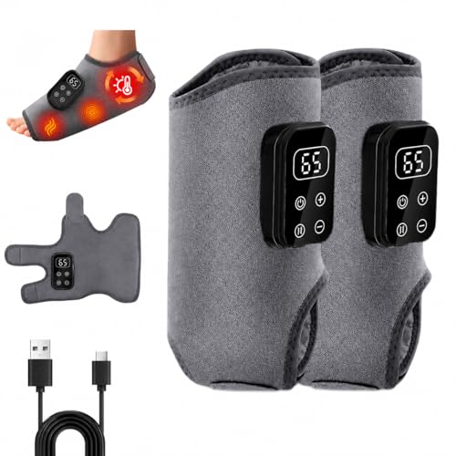 Fussmassagegerät kabelloses elektrisches Fußmassagegerät für Schmerzlinderung & Durchblutung 3-in-1 Triple Therapy Foot Massager mit 2000mAh Akku 6 Heizstufen bis 65C Gesundheit Geschenk 2 Stück grau