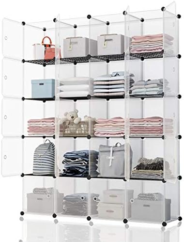 MAGINELS Portable Storage Cubes-14 x14 Cube (20 Cubes)-More Stable (add Metal Panel) Cube Shelves with Doors, Modular Bookshelf Units，Clothes Storage Shelves，Room Organizer for Cubby Cube