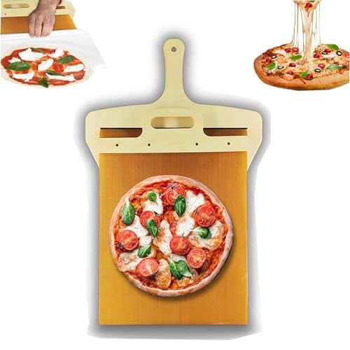 BETEAM Sliding Pizza Peel, Pizza Paddle That Transfers Pizza Perfectly, Pizza Spatula with Handle, Non-Stick Safe Pizza Oven Indoor & Outdoor, Premium Pizza Tools for Kitchen (1pc)