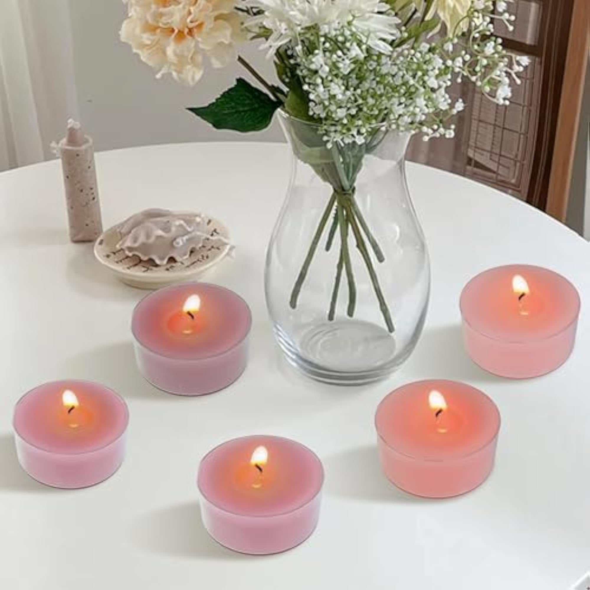 Pink Ombre Scented Tea Light Candles, 24 Pack, Gift for Her
