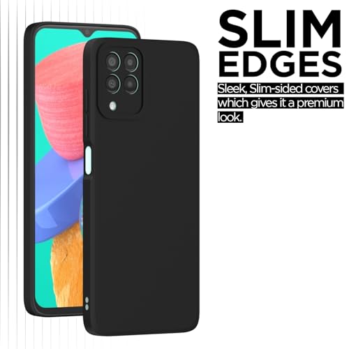 Image of Outlouders Back Cover for Samsung Galaxy M33 5G | Camera Protection | Durable Soft Matte Silicone Bumper Case (Black)