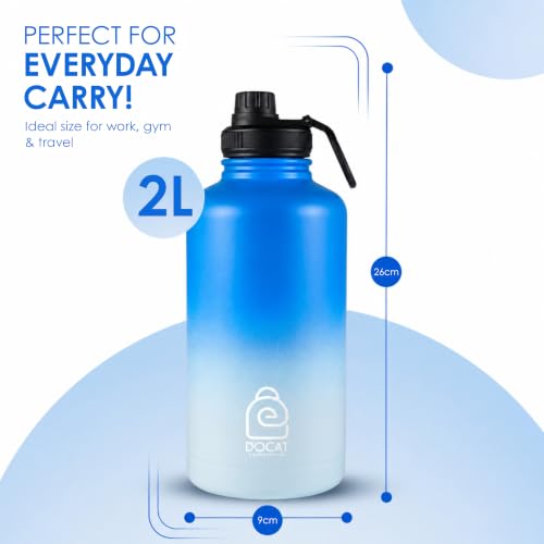 Image of DOCAT Water Bottle 1 Litre, Stainless Steel Sipper Water Bottle, Leak Proof Lid, Rust Proof, 24 Hours Hot and Cold Thermosteel Vacuum Insulated Water Bottle for Travel, Home, Gym, Office