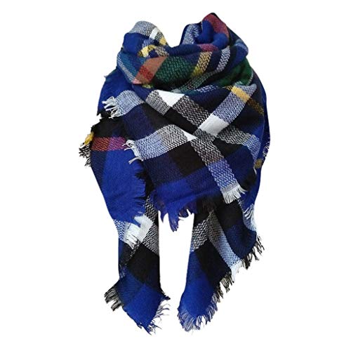 Gaowen Winter Scarf for Women Warm Cashmere Double-Sided Thick Ribbed Knit Colorful Irregular Square Shawl (A)