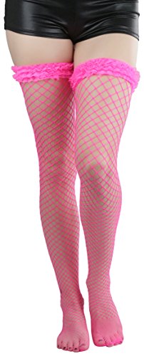 Image of ToBeInStyle Women's Fine Classic Fishnet Thigh High Stretch Nylon Novelty Stockings