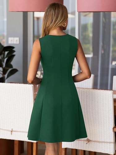 Simplee Womens Summer Sleeveless Mini Dress A Line Bussiness Casual Cocktail Party Short Dresses Ink Green XL — view 3
