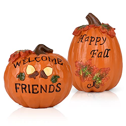 OEAGO Fall Decorations/ Decor for Home - 2PCS Inspirational Pumpkins Decoration -Thanksgiving/Fall/Autumn Harvest Table Top Home Country Decorative Props | Kitchen, Living Room