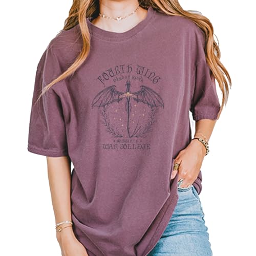 Unisex Fourth Wing Dragon Rider Vintage Basgiath War College T-Shirt X-Large Berry