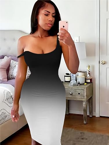 Image of Nimsruc Women Casual Sexy Tank Top Bodycon Dress Summer Pencil Sleeveless Basic Midi Club Dresses