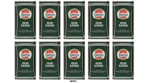 Sasso Olio Extra Vergine d'Oliva 100% Italiano, Set 10 Bottiglie da 500 ML, con Portachiavi italy shop service