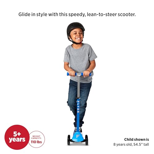 Image of Flyer Glider Pro, Radio Flyer Lean to Steer Kids Scooter, Blue, for Kids Ages 5+ Years