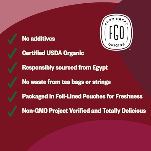 Image of FGO Organic Hibiscus Flowers, Cut and Sifted, 16oz Bulk Resealable Bag, Packaging May Vary (Pack of 1)