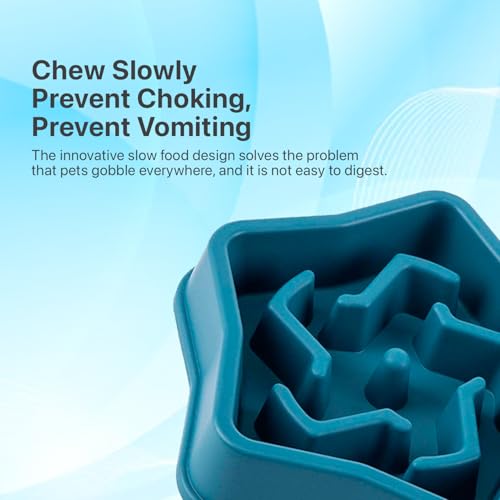 Image of Durable Slow Feeder Bowl for Dogs and Cats| Anti-Choke Non-Slip Pet Feeding Base and Easy to Clean| Dish Promotes Healthy Eating| Reduces Bloating and Digestive Issues (Blue)