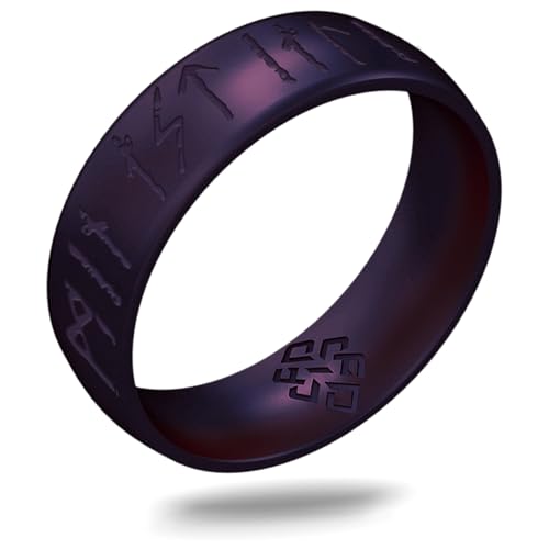 Knot Theory Viking Silicone Ring - My Love Forever in Rune Characters Breathable Comfort Fit - Valentine's Engagement Wedding Band