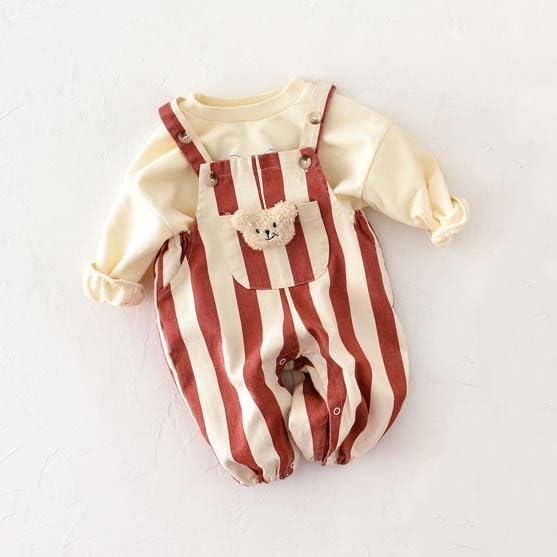 3Months-3Years Toddler Boys Girls Striped Suspender Jumpsuit Unisex-Baby And Toddler Stripe Print Overall